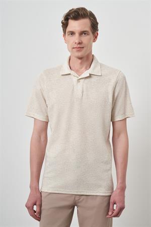 Morven Erkek Kremrengi Trend Apaşi Yaka Kısa Kollu Gömlek