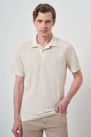 Morven Erkek Kremrengi Trend Apaşi Yaka Kısa Kollu Gömlek