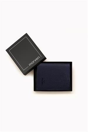 Morven Erkek Lacivert %100 Deri Mıknatıslı Cüzdan