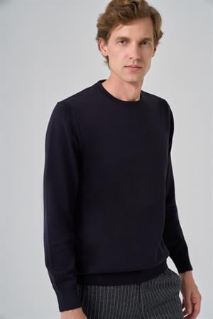 Morven Erkek Lacivert Basic Bisiklet Yaka Dynamic Fit Rahat Kesim Triko