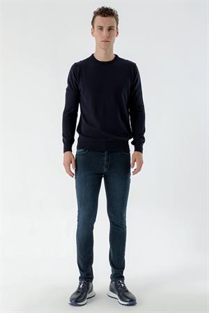 Morven Erkek Lacivert Basic Bisiklet Yaka Dynamic Fit Rahat Kesim Triko