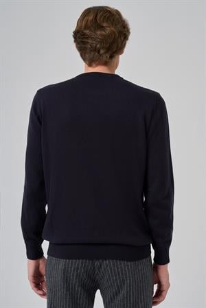 Morven Erkek Lacivert Basic Bisiklet Yaka Dynamic Fit Rahat Kesim Triko