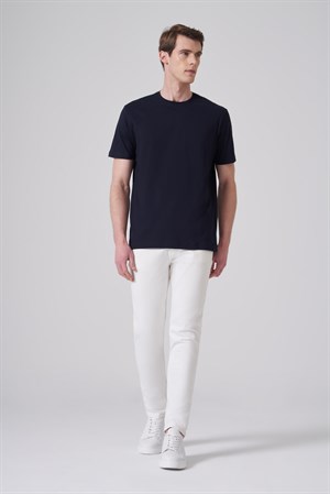 Morven Erkek Lacivert Basic Bisiklet Yaka Dynamic Fit Pamuk T-Shirt