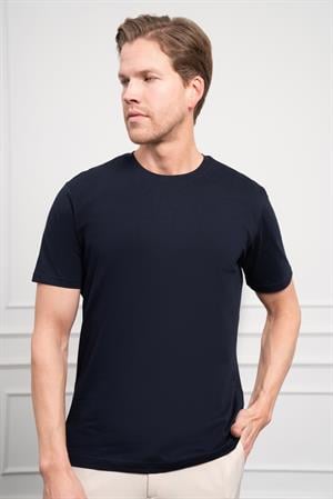 Morven Erkek Lacivert Basic Bisiklet Yaka Dynamic Fit Pamuk T-Shirt