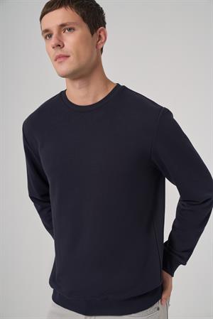 Morven Erkek Lacivert Basic Bisiklet Yaka Sweatshirt