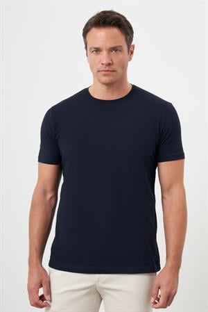 Morven Erkek Lacivert Basic Bisiklet Yaka Dynamic Fit Rahat Kesim T-Shirt