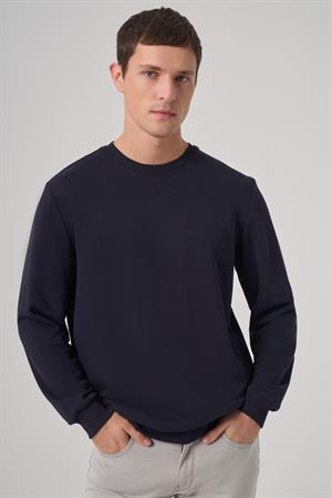 Morven Erkek Lacivert Basic Bisiklet Yaka Sweatshirt