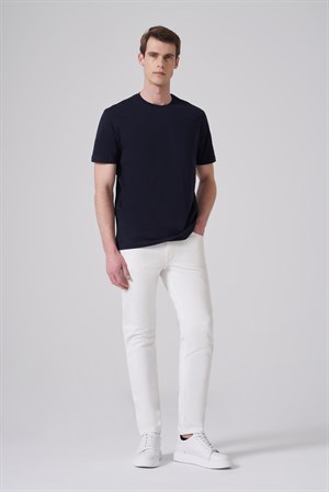 Morven Erkek Lacivert Basic Bisiklet Yaka Dynamic Fit Pamuk T-Shirt