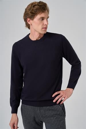 Morven Erkek Lacivert Basic Bisiklet Yaka Dynamic Fit Rahat Kesim Triko