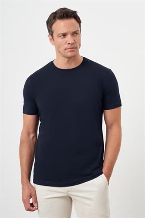 Morven Erkek Lacivert Basic Bisiklet Yaka Dynamic Fit T-Shirt