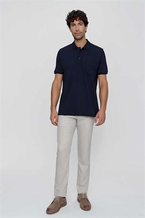 Morven Erkek Lacivert Basic Düz %100 Pamuk Battal Geniş Kesim Kısa Kollu  Polo Yaka Tişört