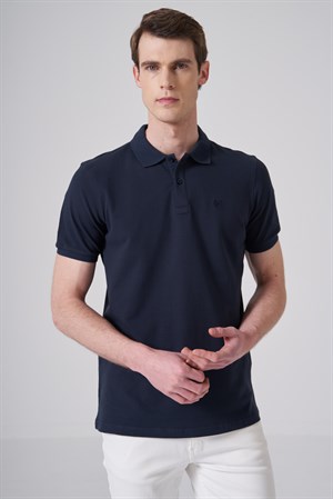 Morven Erkek Lacivert Basic Polo Yaka Dynamic Fit T-Shirt