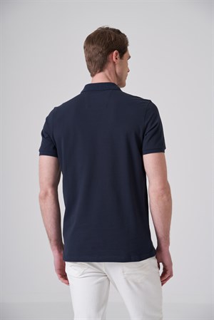 Morven Erkek Lacivert Basic Polo Yaka Dynamic Fit T-Shirt