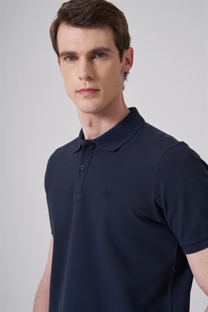 Morven Erkek Lacivert Basic Polo Yaka Dynamic Fit T-Shirt