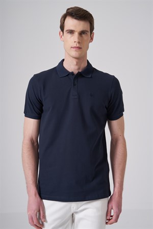 Morven Erkek Lacivert Basic Polo Yaka Dynamic Fit T-Shirt