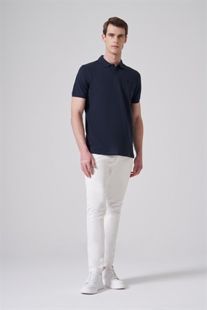 Morven Erkek Lacivert Basic Polo Yaka Dynamic Fit T-Shirt