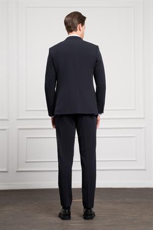 Morven Erkek Lacivert Basic Slim Fit Sivri Yaka Takım Elbise