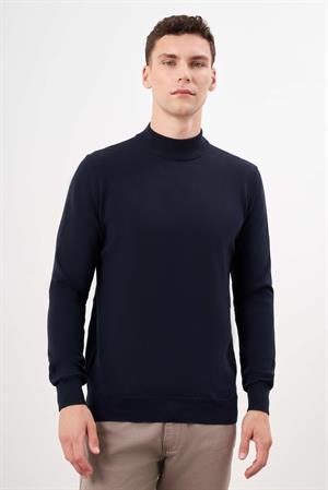 Morven Erkek Lacivert Basic Yarım Balıkçı Yaka Dynamic Fit Rahat Kesim Triko