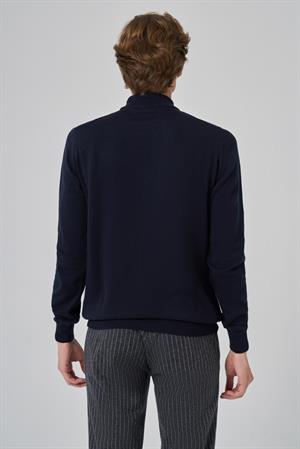 Morven Erkek Lacivert Basic Yarım Balıkçı Yaka Dynamic Fit Rahat Kesim Triko
