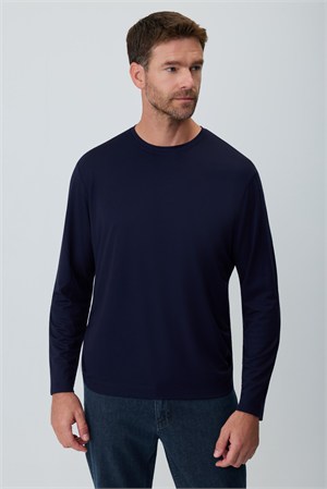 Morven Erkek Lacivert Bisiklet Yaka Rayon Sweatshirt