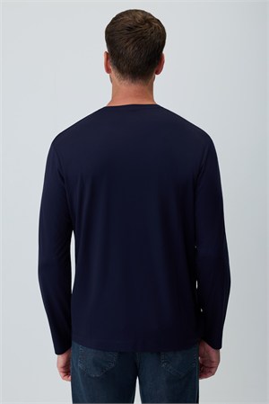 Morven Erkek Lacivert Bisiklet Yaka Rayon Sweatshirt