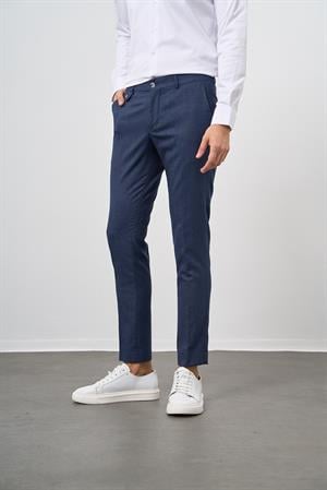Morven Erkek Lacivert Carbon Desenli Slim Fit Classic Pantolon