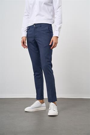 Morven Erkek Lacivert Carbon Desenli Slim Fit Classic Pantolon