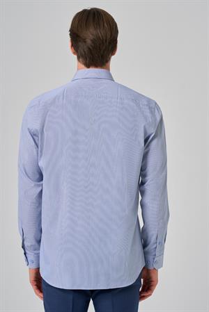 Morven Erkek Lacivert Çizgili Regular Fit Sert Yaka Gömlek