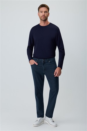 Morven Erkek Lacivert Denim 5 Cep Dynamic Fit Jean Kot Pantolon