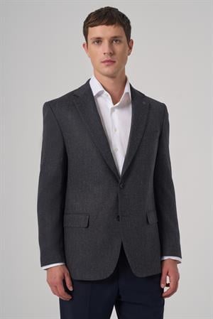 Morven Erkek Lacivert Dokuma Desenli Dynamic Fit Mono Yaka Ceket