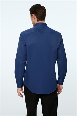 Morven Erkek Lacivert Düz Slim Fit Sert Yaka Gömlek
