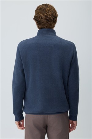 Morven Erkek Lacivert Fermuarlı Bato Yaka Dynamic Fit Sweatshirt