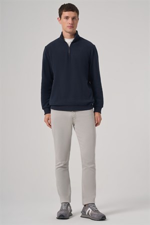 Morven Erkek Lacivert Fermuarlı Bato Yaka Dynamic Fit Sweatshirt