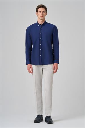 Morven Erkek Lacivert Regular Fit Düğmeli Yaka Gömlek