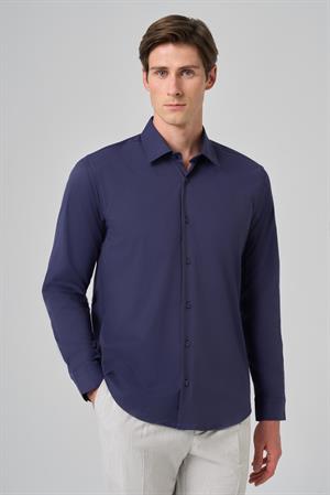 Morven Erkek Lacivert Slim Fit Sert Yaka Gömlek
