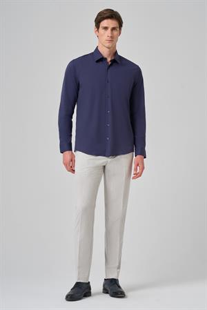 Morven Erkek Lacivert Slim Fit Sert Yaka Gömlek