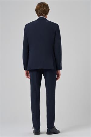 Morven Erkek Lacivert Slim Fit Mono Yaka Yelekli Takım Elbise