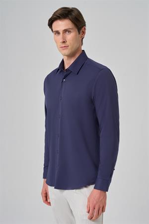 Morven Erkek Lacivert Slim Fit Sert Yaka Gömlek