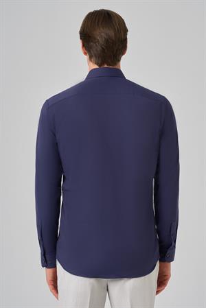 Morven Erkek Lacivert Slim Fit Sert Yaka Gömlek