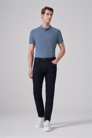 Morven Erkek Lacivert - Kahve Denim 5 Cep Slim Fit Jean