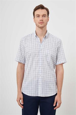 Morven Erkek Lacivert Keten Kısa Kollu Gömlek