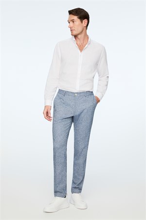Morven Erkek Lacivert Keten Trend Desenli Lastikli Slim Fit Pantolon