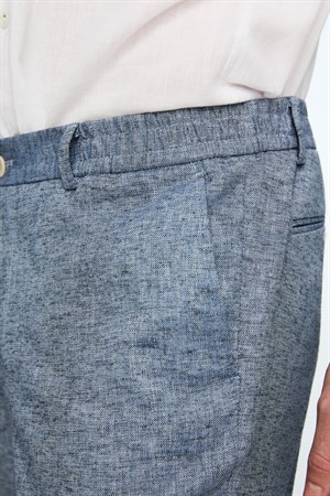 Morven Erkek Lacivert Keten Trend Desenli Lastikli Slim Fit Pantolon