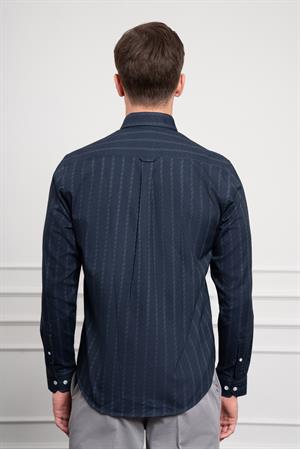 Morven Erkek Lacivert Kışlık Dynamic Fit Düğmeli Yaka Gömlek