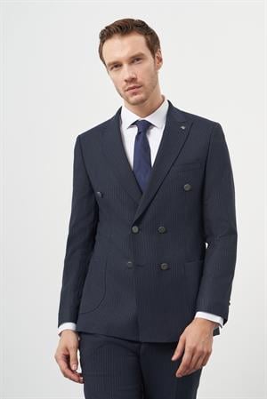 Morven Erkek Lacivert Kruvaze Takım Elbise