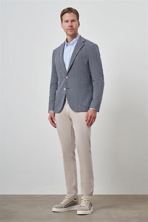 Morven Erkek Lacivert Örme Slim Fit Mono Yaka Ceket