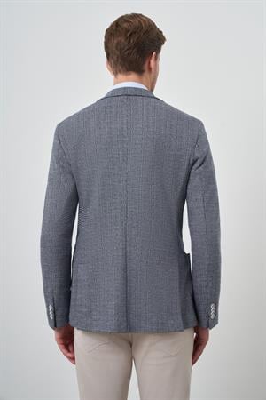 Morven Erkek Lacivert Örme Slim Fit Mono Yaka Ceket