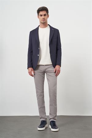 Morven Erkek Lacivert Örme Slim Fit Torba Cep Mono Yaka Spor Ceket