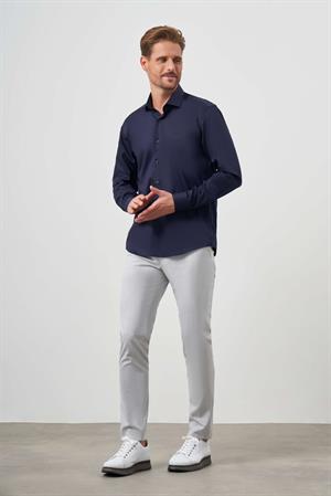 Morven Erkek Lacivert Pamuk Düz Desen İtalyan Yaka Slim Fit Gömlek