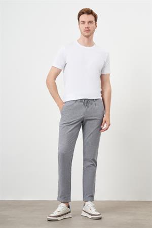 Morven Erkek Lacivert Pamuk Keten Trend İpli Jogger Slim Fit Spor Pantolon